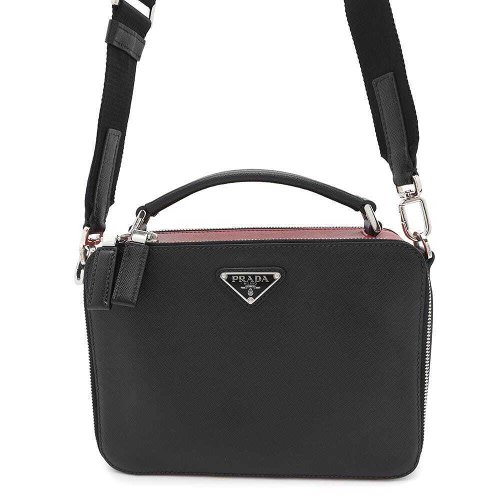 Prada Handbag Brick Saffiano Leather Black Bag